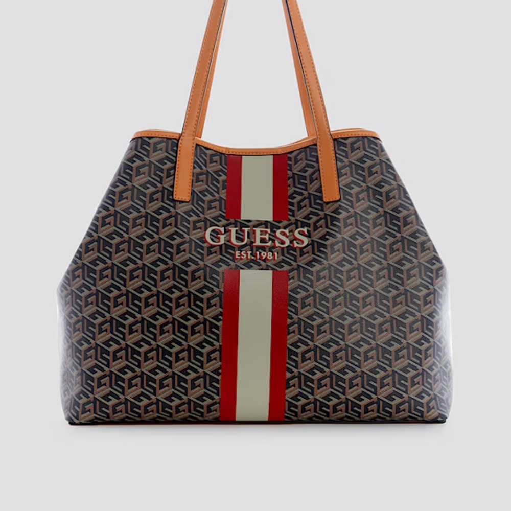 GUESS Geometric large Tote Bag - Black and Orange